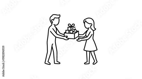 Man Giving Gifts to Woman