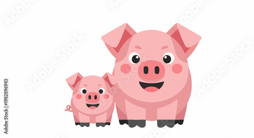 Smiling pig and little piglet in 4k ultra hd original content for commercial use