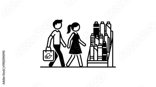 Couple Shopping For Groceries in the Supermarket