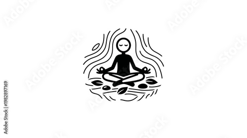 Meditating Figure in Nature Symbolic of Mindfulness