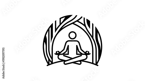 Meditating Figure in Nature's Embrace Logo