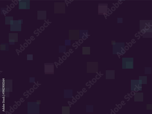 Dark purple abstract background featuring floating translucent squares. Minimalist geometric pattern for technology presentations.