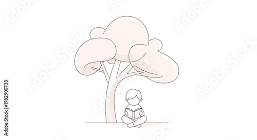 Person sitting under a tree reading.