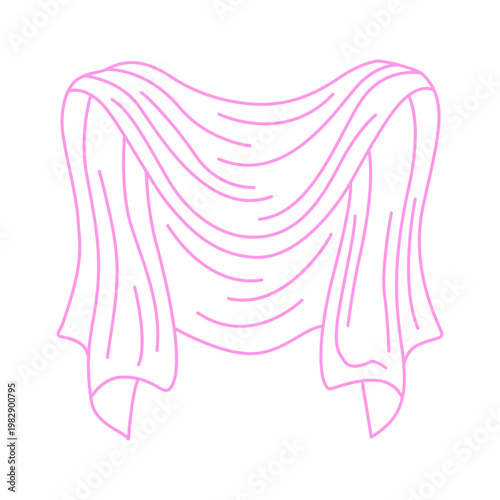 Pink Minimalist Line Art Drawing of a Soft Draping Fabric