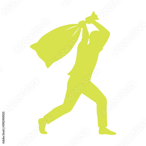 Silhouette of a man carrying a heavy sack on his shoulder