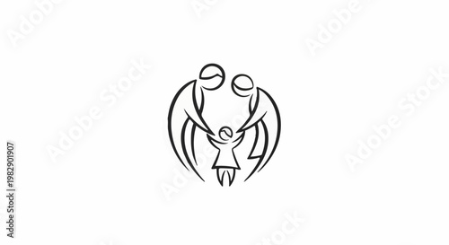 Stylized embrace of a family unit, symbolizing protection