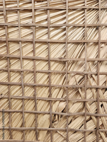 Woven Bamboo and Dried Palm Leaf Texture Background