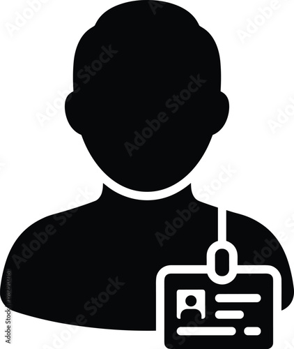 A silhouette of a person holding a badge in front of them.