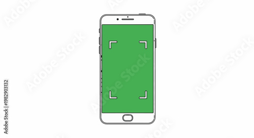 Stylized smartphone outline with a green screen and corner brackets