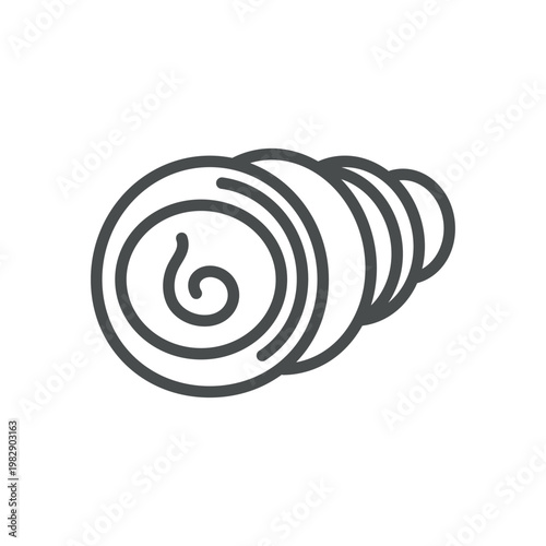 Cream roll spiral pastry outline icon. Swiss roll cake side view. Line vector illustration isolated on white
