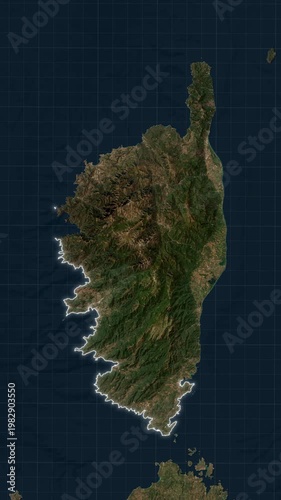 Corsica Island Map Animated Loop Visualization in 3D Style In Vertical