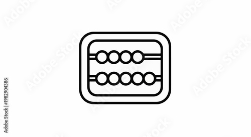 Minimalist line art of a two-row abacus with five beads each