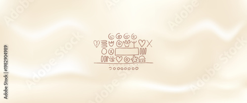 Beige wavy gradient background in ivory cream for spa cosmetics. Pale gradation with light beige doodle creates a soft vector bg. Folk scribbles and milky tones add a calm organic backdrop.