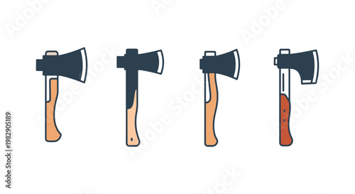 Hatchet Line art vector set minimal abstract modern illustration