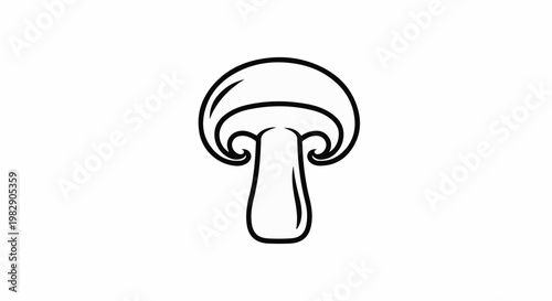 Black and white line art of a mushroom cross-section, showing cap and stem