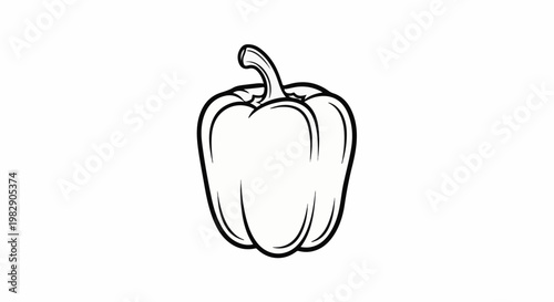 Simple line drawing of a bell pepper on a white background
