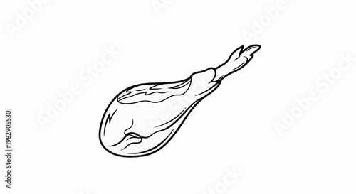 Stylized drawing of a cured ham leg on a white background