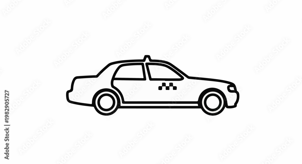 Fototapeta premium Simple outline of a taxi with a checkered pattern on the side