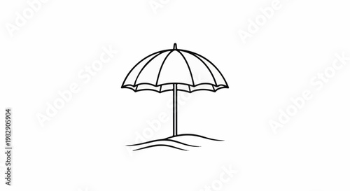 A simplified illustration of a beach umbrella standing in wavy sand