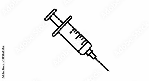 A simple line drawing of a medical syringe with markings
