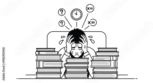 Overwhelmed student the burden of knowledge and academic pressure
