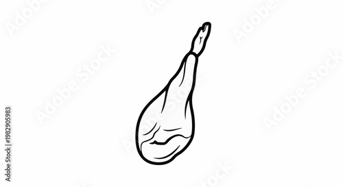 A simple line drawing of a cured ham leg on a white background