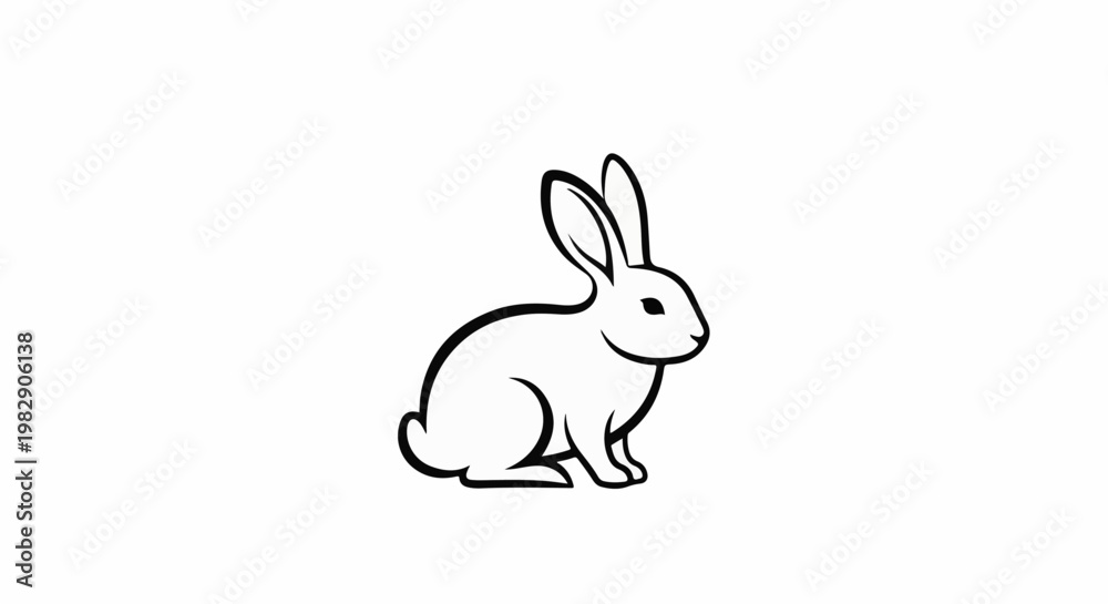 Obraz premium A simple black line drawing of a rabbit on a white background