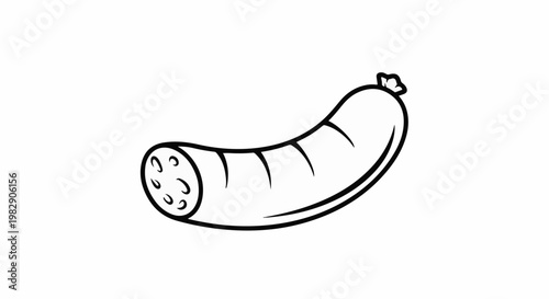 A simple black and white line drawing of a sausage