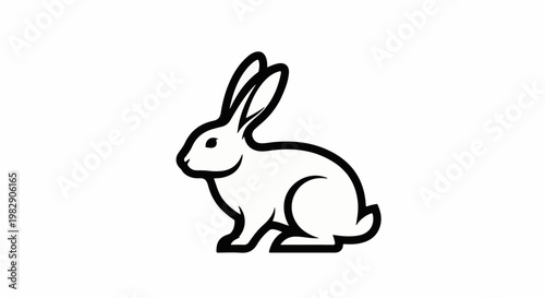 A simple black line drawing of a rabbit facing left