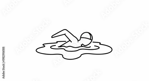 Stylized line art of a person swimming freestyle