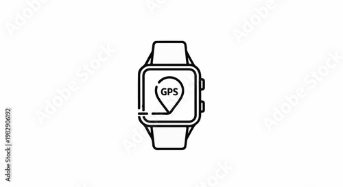 Stylized outline of a smartwatch with a GPS pin icon on its screen