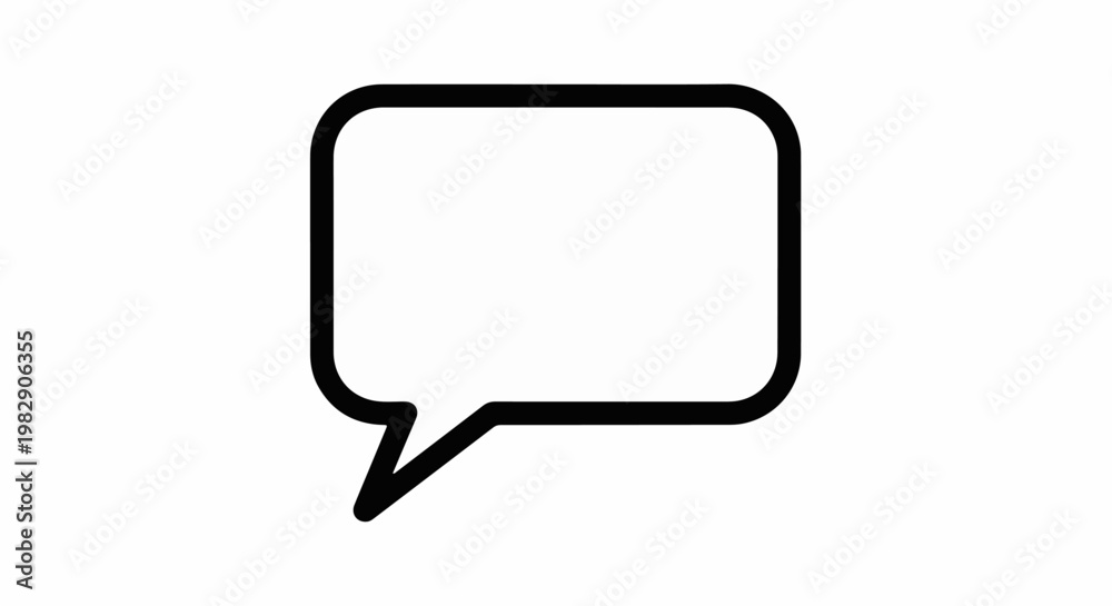 Fototapeta premium A black outline of a speech bubble on a white background