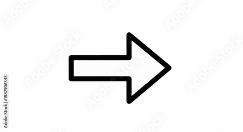 A bold black outline of a right-pointing arrow on a white background