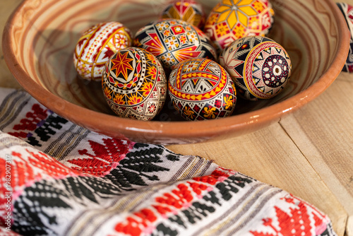 Wallpaper Mural Hand Painted Easter Egg with Traditional Ornaments, Ancient Wax Resist Technique, Handmade Decor, Cultural Folk Art, Vintage Style Holiday Symbol, Authentic Easter Tradition Torontodigital.ca