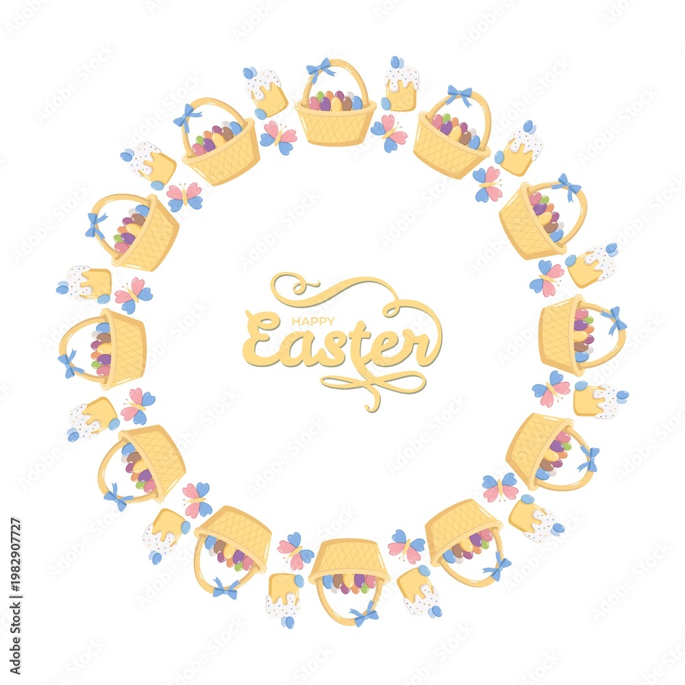 Fototapeta premium Happy Easter Wreath Design