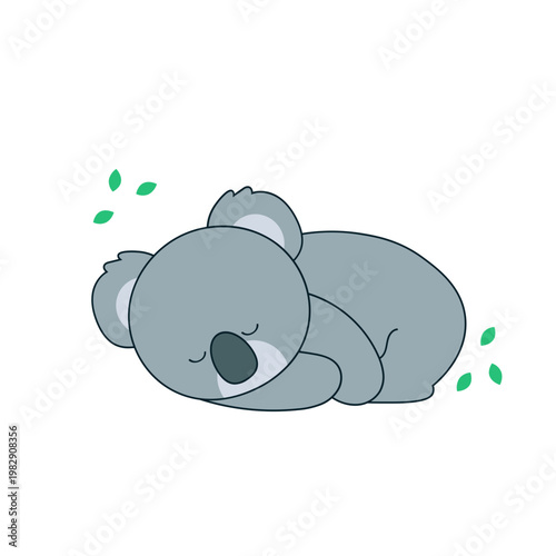 Cute Sleeping Koala Bear Cartoon Vector Illustration