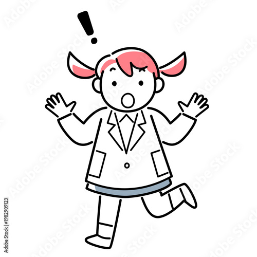 驚く白衣の女の子