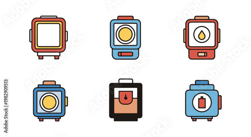 Headlamp batteries Line art simple abstract illustration