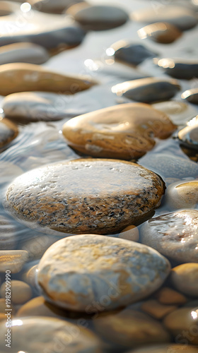 Stones on the beach texture vertical banner 