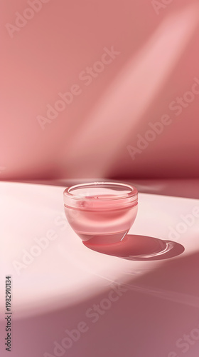 Vertical pink banner with jelly candle in the pink glass 