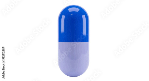 Vector illustration of 3d rendering of a blue and light purple medical capsule pill on a transparent background