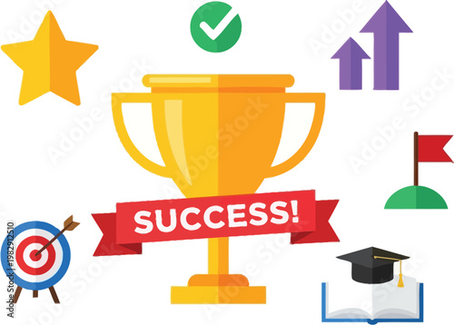 Trophy illustration represents professional victory and significant.