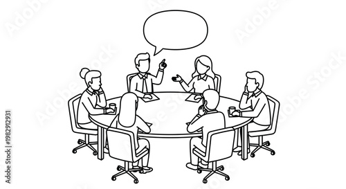 A group of professionals seated around a table engaged in discussion