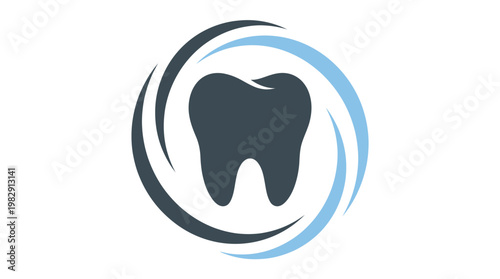 Dental health logo a modern representation of a tooth with circular swirls