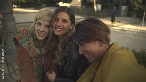 Group of Friends Taking Selfies