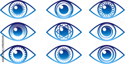 Blue eye icon set