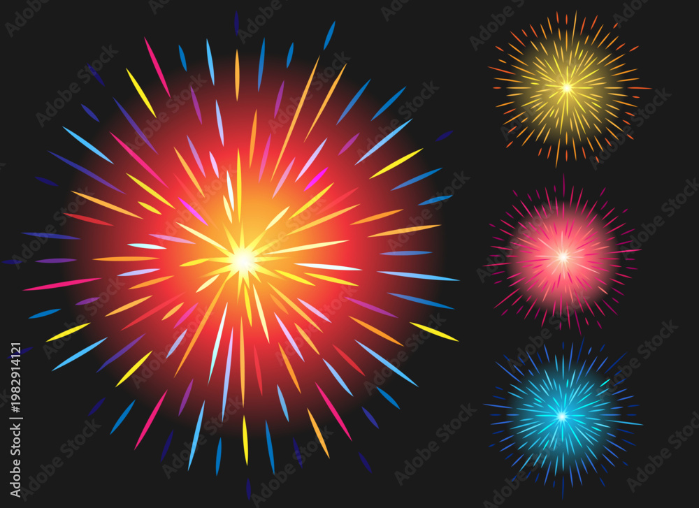 Naklejka premium Firecracker festive fireworks set