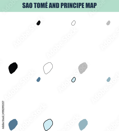 Sao Tome and Principe islands map with simplified outlines and solid fills on a clean white background
