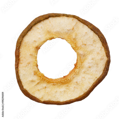 A slice of apple with a hole in the middle