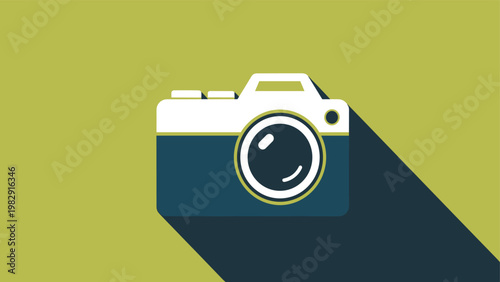 Modern digital SLR camera illustration with flat design style